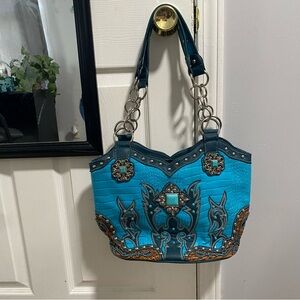 Cowgirl Trendy Western Concealed Carry Turquoise Purse